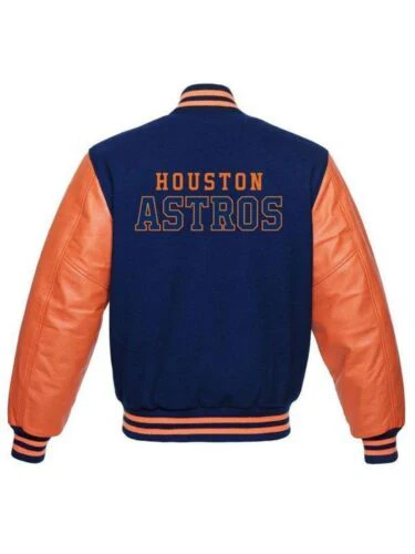 Letterman Houston Astros Varsity Jacket Blue & Orange - Image 2