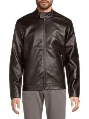 Faux Leather Jacket For Men - Image 2