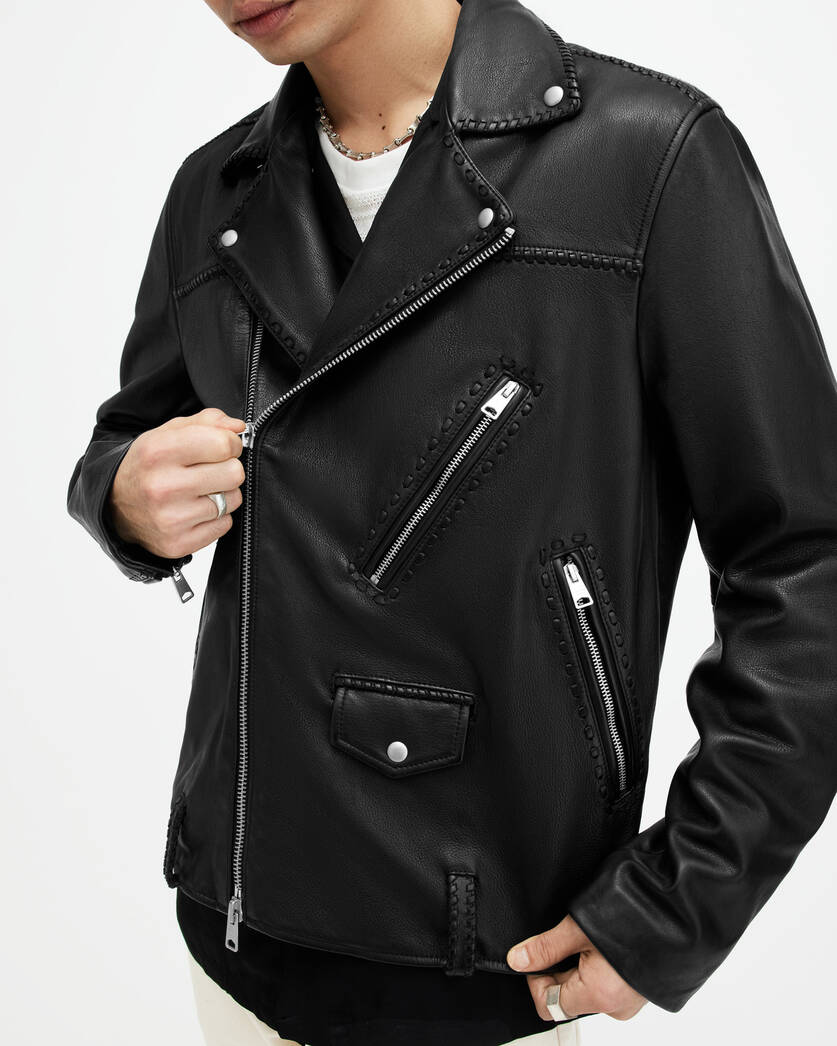 Warner Relaxed Fit Leather Biker Jacket - Image 2