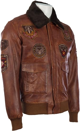 Men's Real Leather Aviator Pilot Bomber Jacket - Image 2
