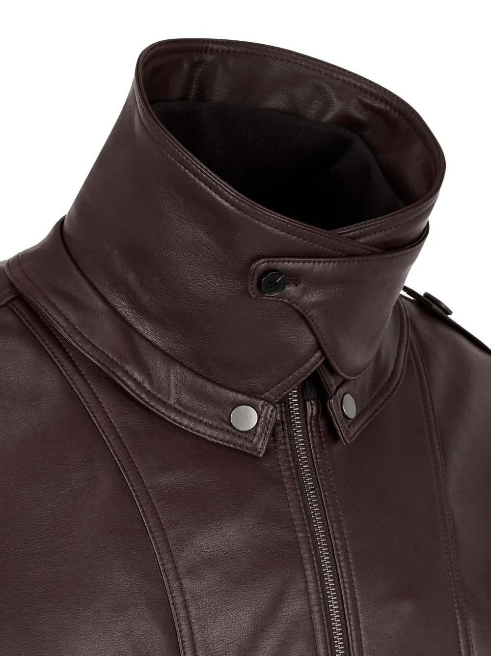 Black Faux Leather Jacket For Men - Image 3