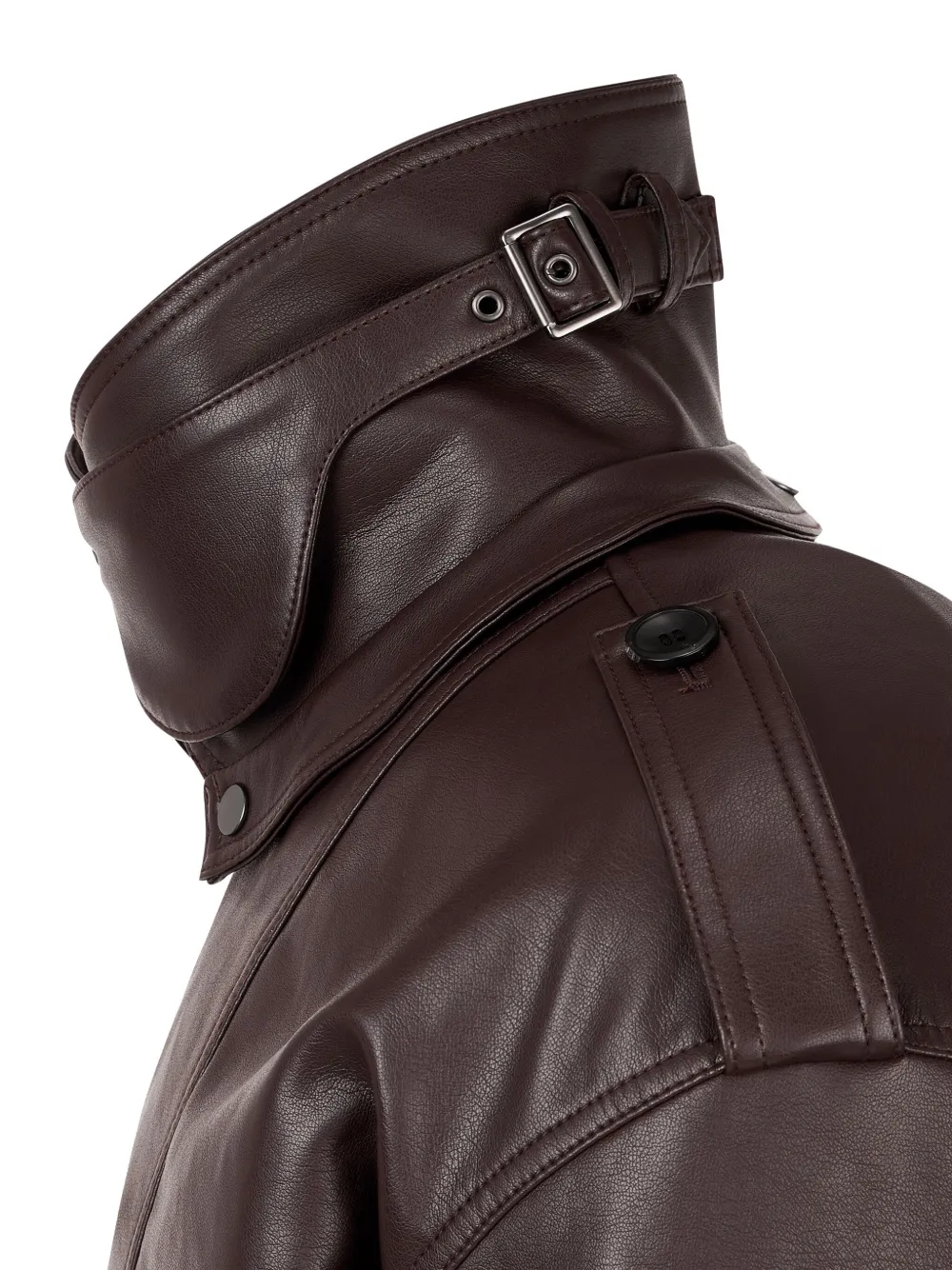 Black Faux Leather Jacket For Men - Image 5