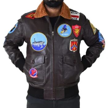 Men's Dark Brown Maverick Bomber Jacket Tom Cruise G1 Pilot Aviator Leather Jacket