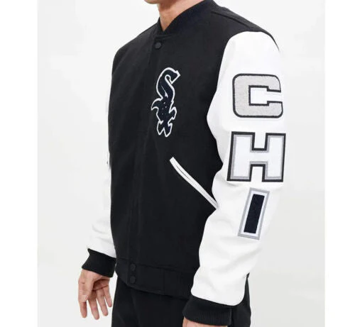 Letterman Chicago White Sox Black and White Varsity Jacket - Image 4