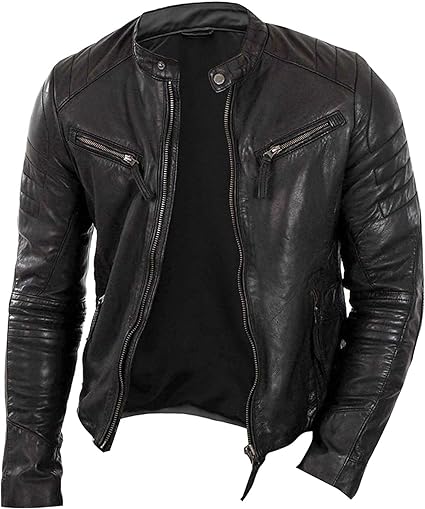Men's Slim Fit Distressed Leather Jacket | motorcycle Leather Jacket - Image 3