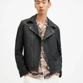 Rosser Cropped Leather Biker Jacket