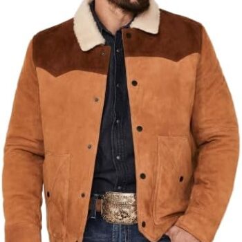 John Dutton Yellowstone Jacket For Mens Brown Suede Leather TruckerJacket