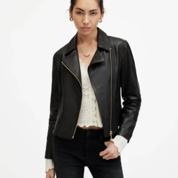Vela Slim Fit Leather Biker Jacket