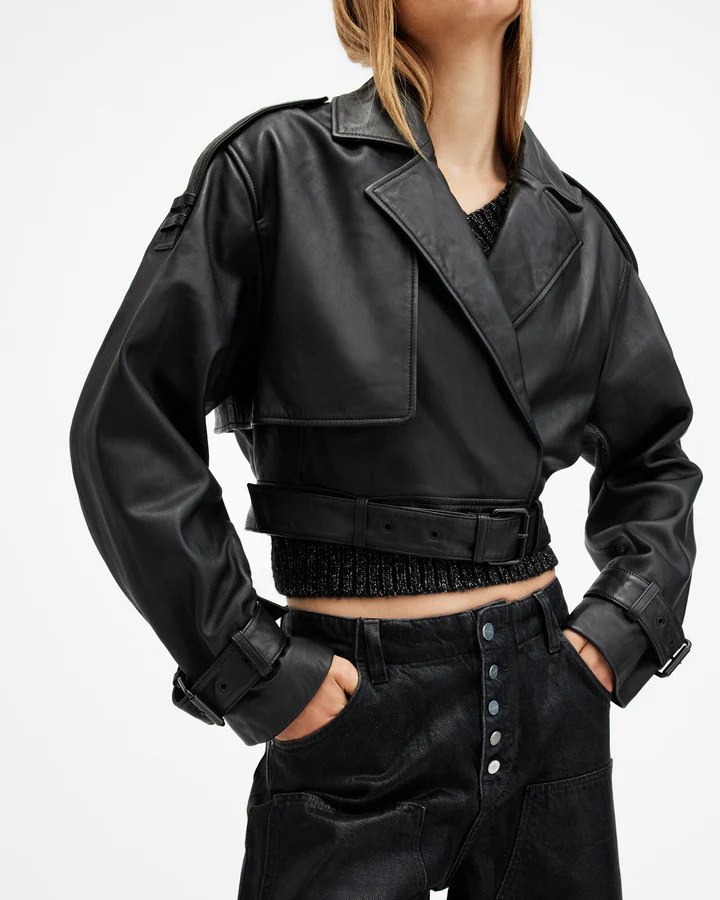 Ophelia Cropped Leather Jacket - Image 3