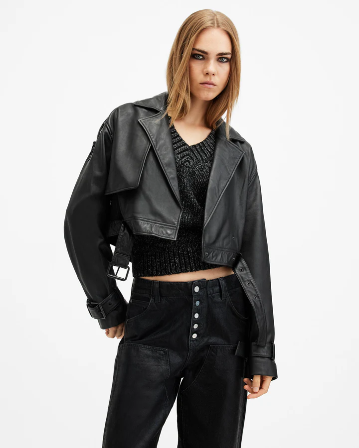 Ophelia Cropped Leather Jacket - Image 4