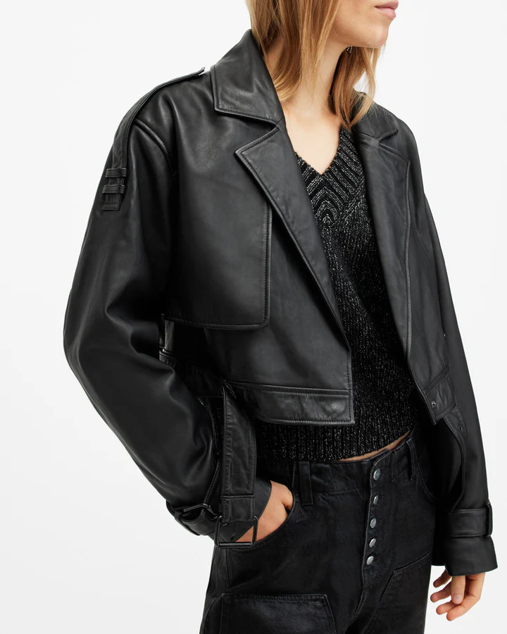 Ophelia Cropped Leather Jacket - Image 5