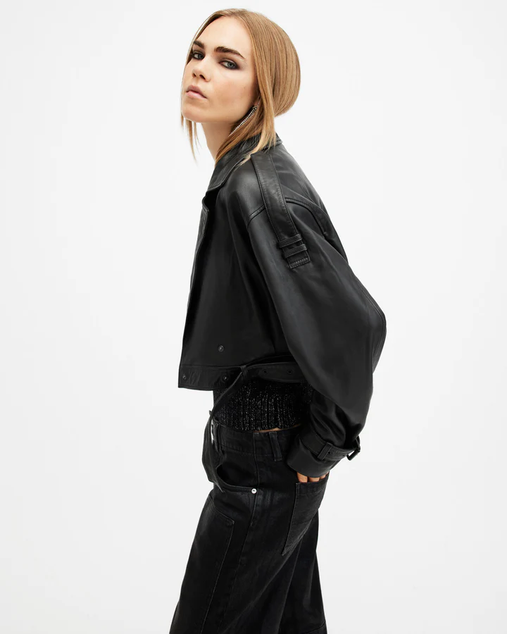 Ophelia Cropped Leather Jacket - Image 6