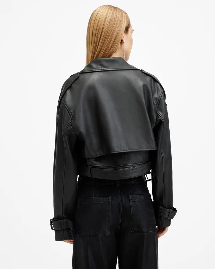 Ophelia Cropped Leather Jacket - Image 7