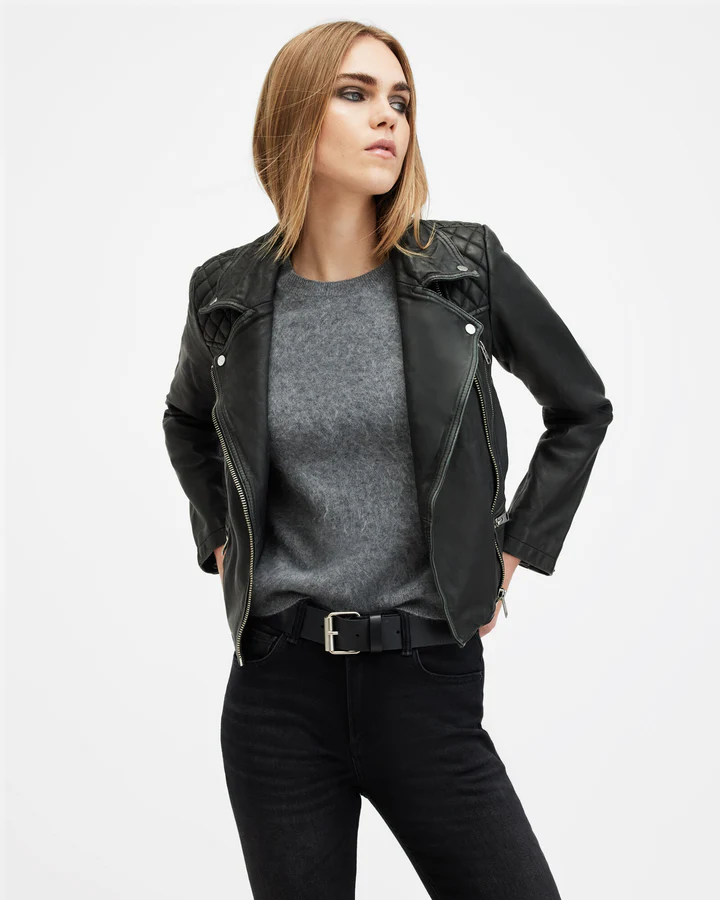Cargo Distressed Leather Biker Jacket - Image 4
