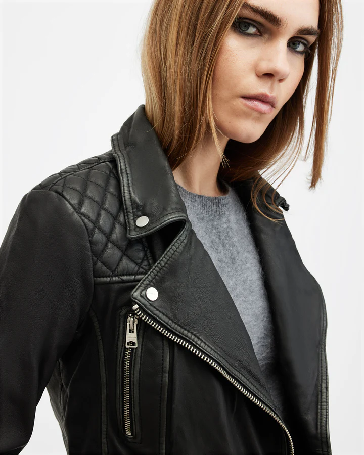 Cargo Distressed Leather Biker Jacket - Image 7