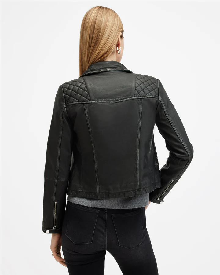 Cargo Distressed Leather Biker Jacket - Image 8