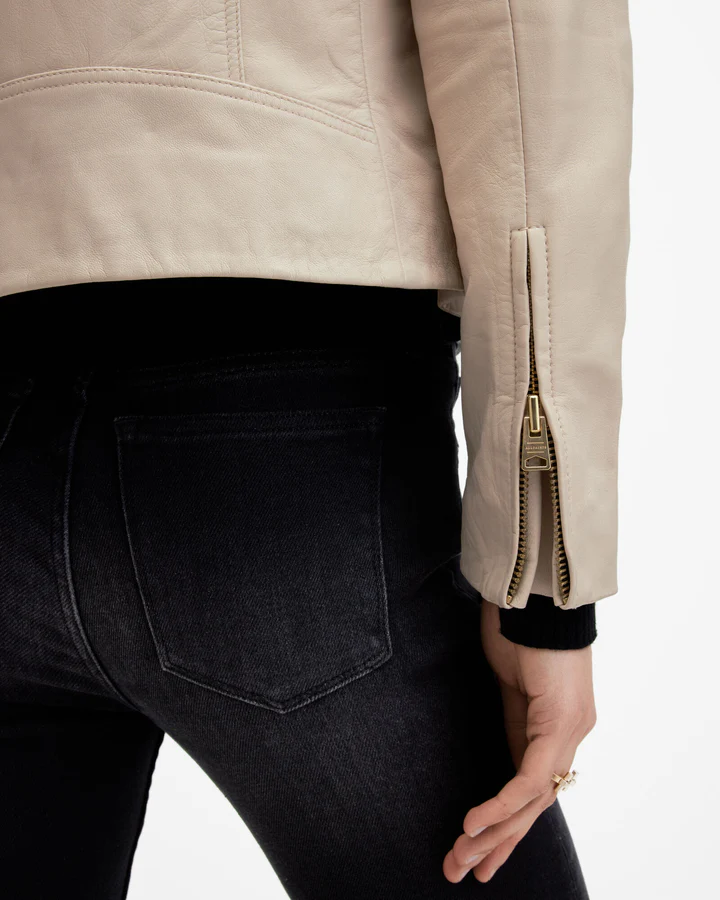 Dalby Slim Fit Leather Biker Jacket - Image 3