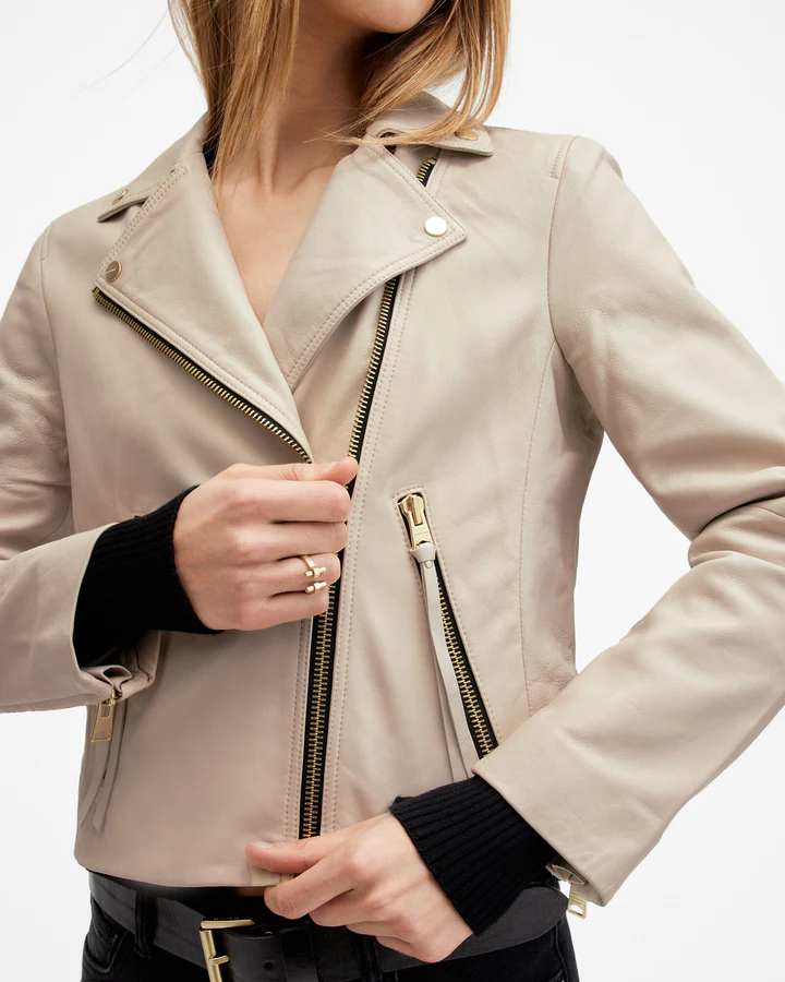 Dalby Slim Fit Leather Biker Jacket - Image 4