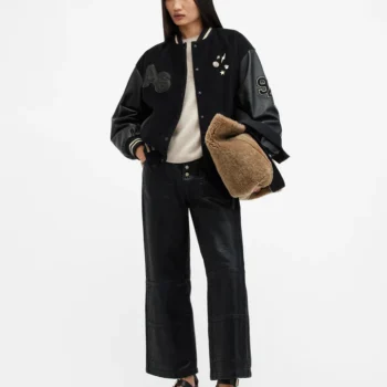 Valeria Varsity Leather Bomber Jacket