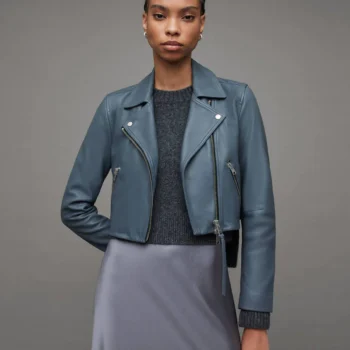 Dalby Cropped Slim Leather Biker Jacket
