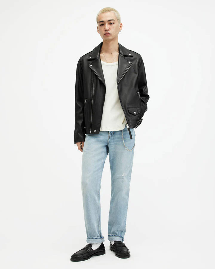 Milo Asymmetric Zip Leather Biker Jacket - Image 5