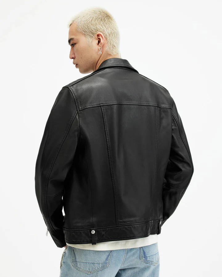 Milo Asymmetric Zip Leather Biker Jacket - Image 7