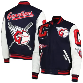 Men's Letterman Cleveland Guardians Standard Navy and White Varsity Jacket Regular price