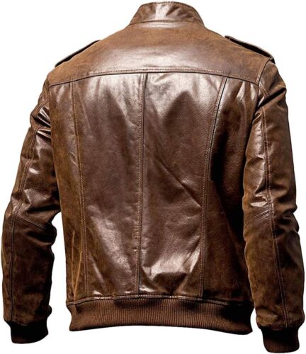 Cafe Racer Brown Retro Biker Jacket aMotorcycle Distressed Sheep Leather Jacket - Image 2