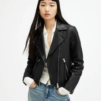 Dalby Slim Fit Leather Biker Jacket