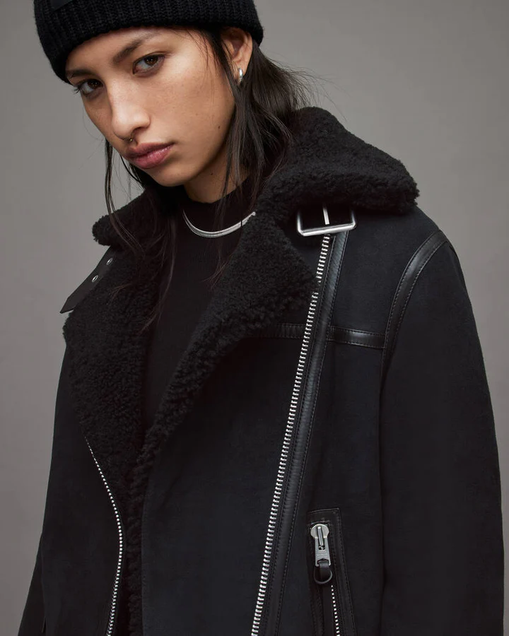 Rei Shearling Biker Jacket - Image 3