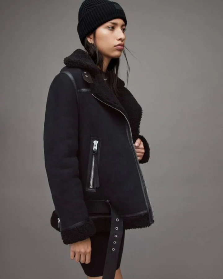 Rei Shearling Biker Jacket - Image 4