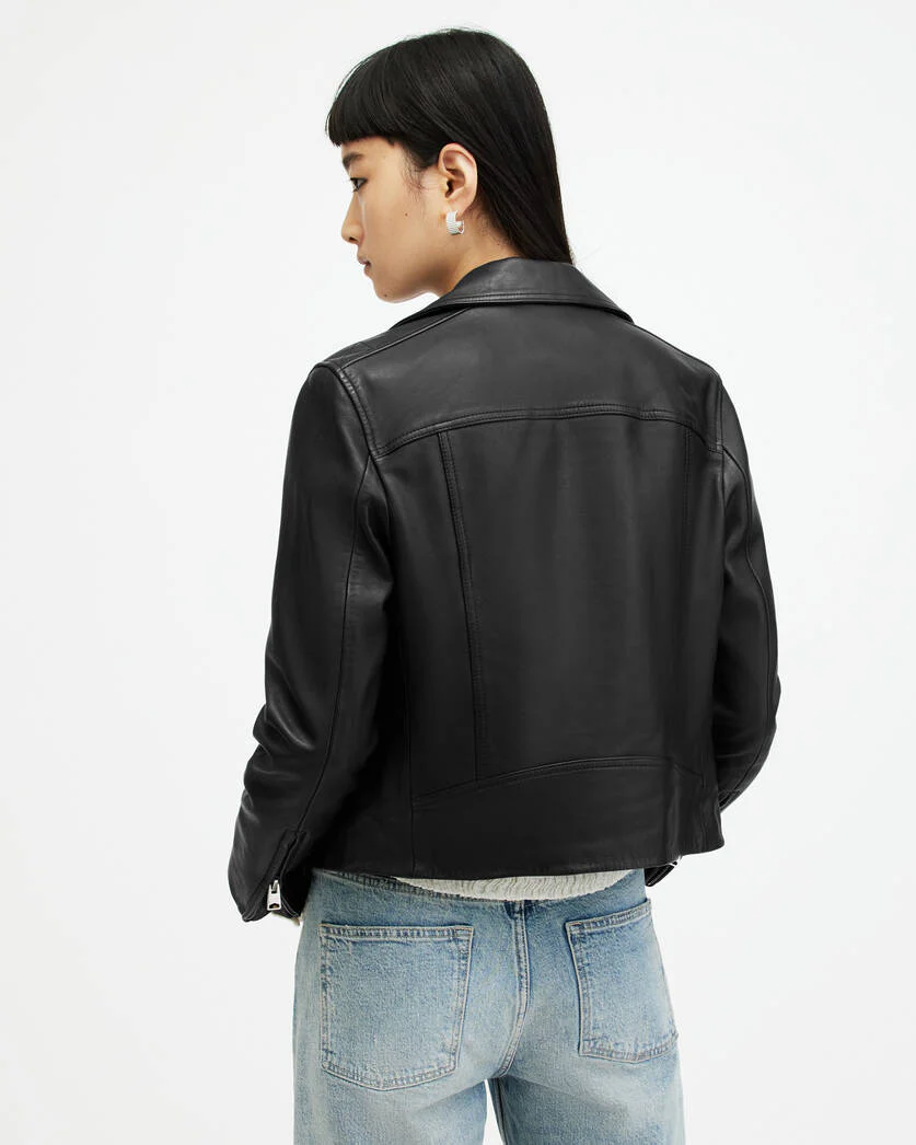 Dalby Slim Fit Leather Biker Jacket - Image 5