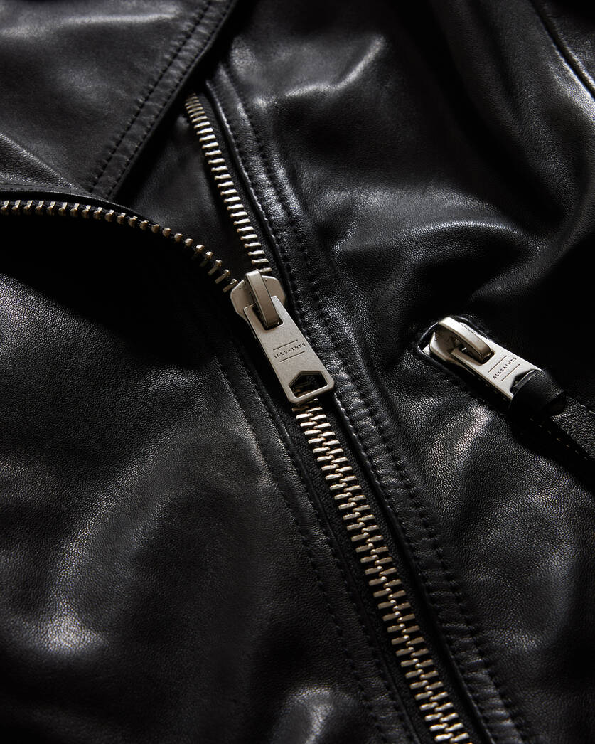 Dalby Slim Fit Leather Biker Jacket - Image 6
