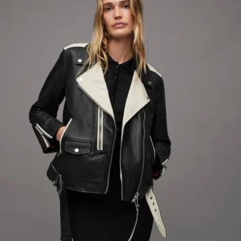 Dren Leather Contrast Biker Jacket