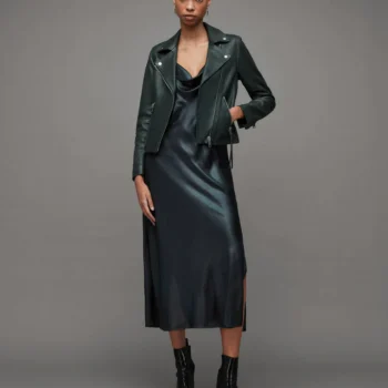 Sycamore Green Dalby Slim Fit Leather Biker Jacket