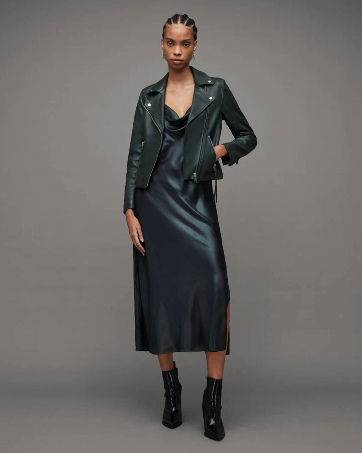 Sycamore Green Dalby Slim Fit Leather Biker Jacket